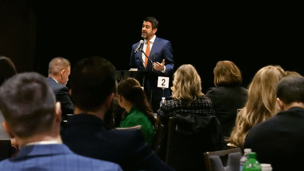 a photo of Dax Denton addressing the IBA's Future Leadership Division