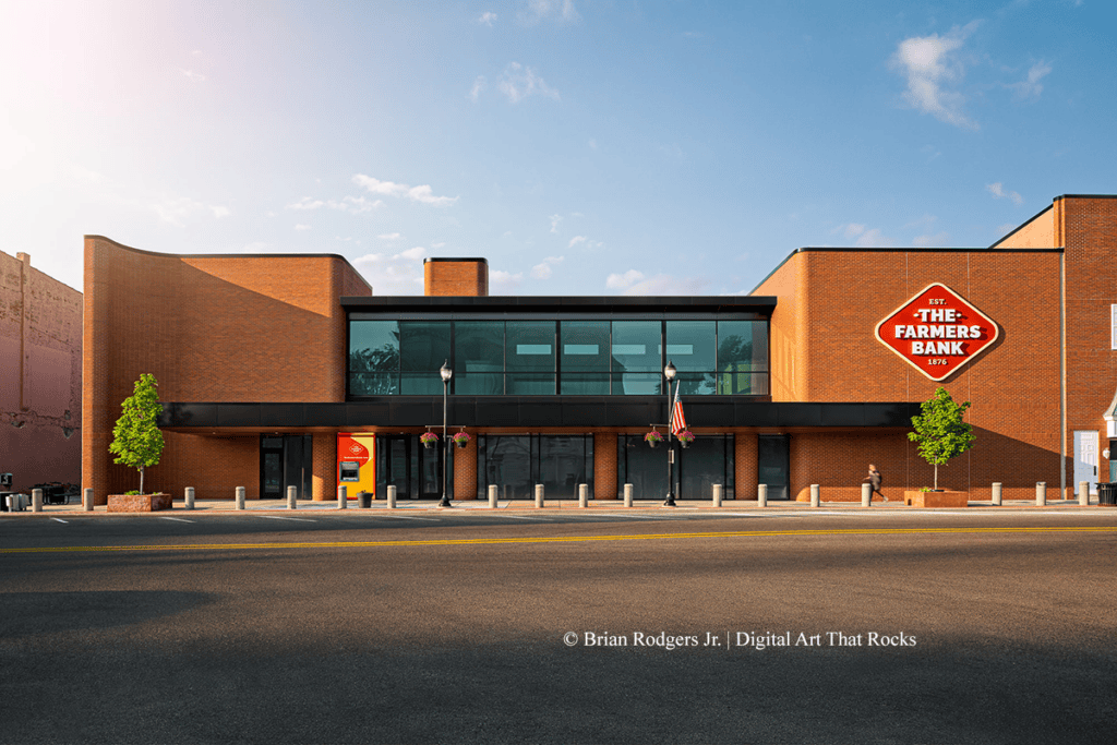a photo of The Farmers Bank's headquarters in Frankfort