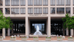 a photo showing the exterior of the U.S. Department of Labor's headquarters in Washington, D.C.