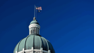 a photo of the dome atop the Indiana Statehouse