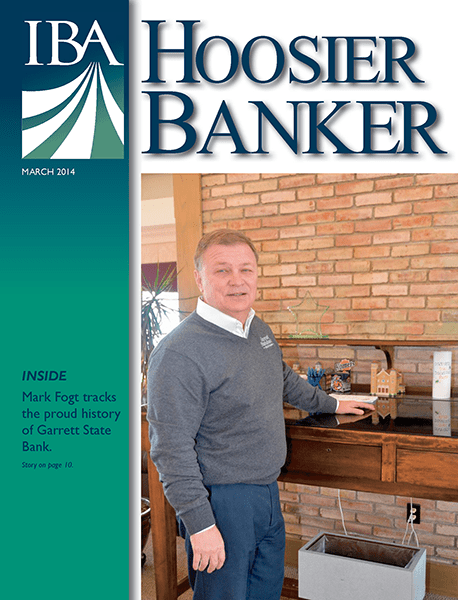 cover of the March 2014 issue of Hoosier Banker magazine