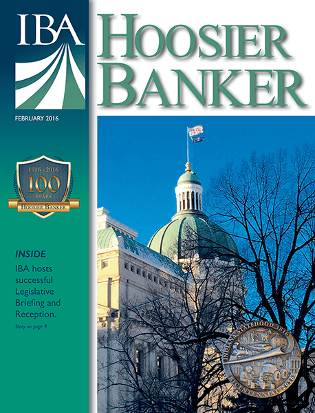 cover of the February 2016 issue of Hoosier Banker magazine