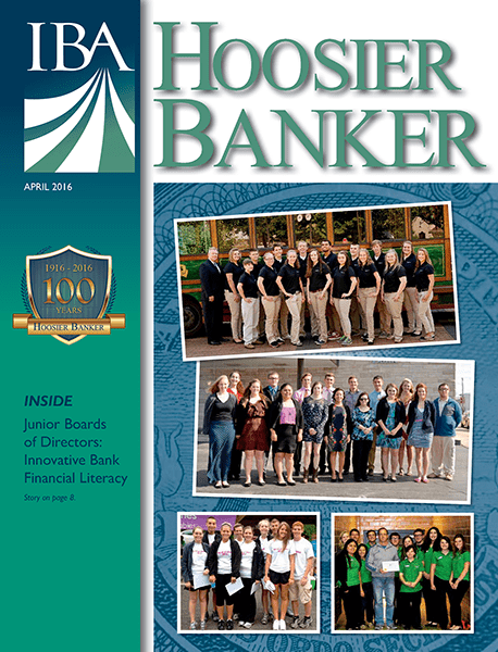 cover of the April 2016 issue of Hoosier Banker magazine