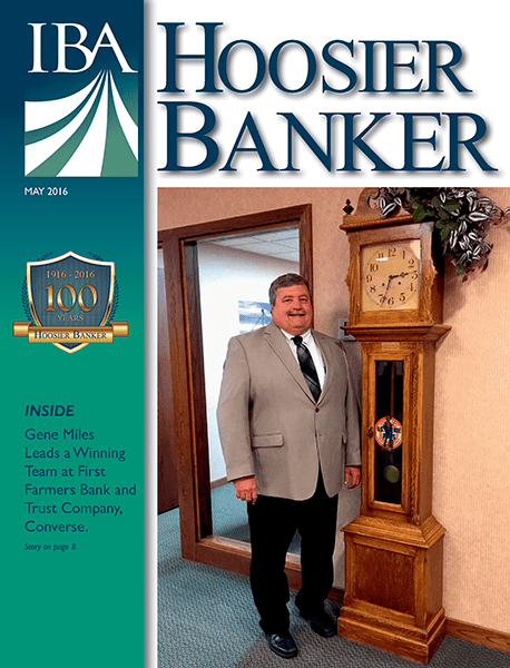 cover of the May 2016 issue of Hoosier Banker magazine