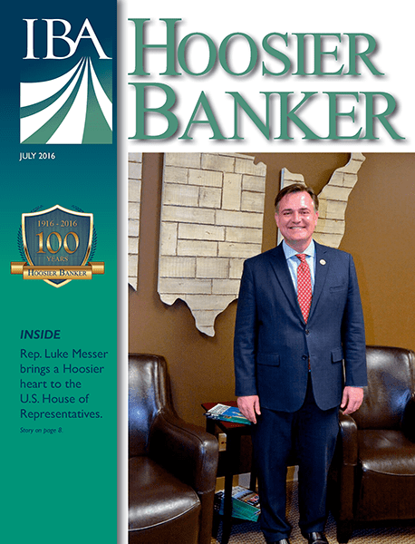 cover of the July 2016 issue of Hoosier Banker magazine