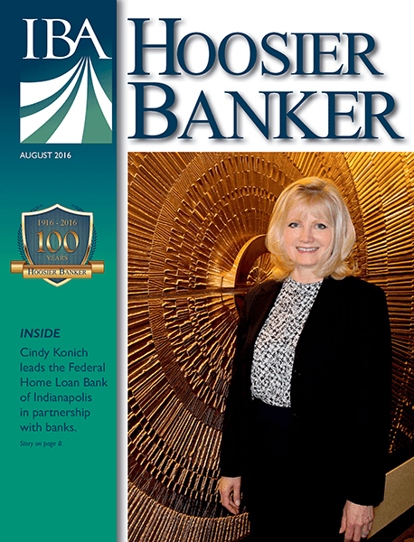 cover of the August 2016 issue of Hoosier Banker magazine