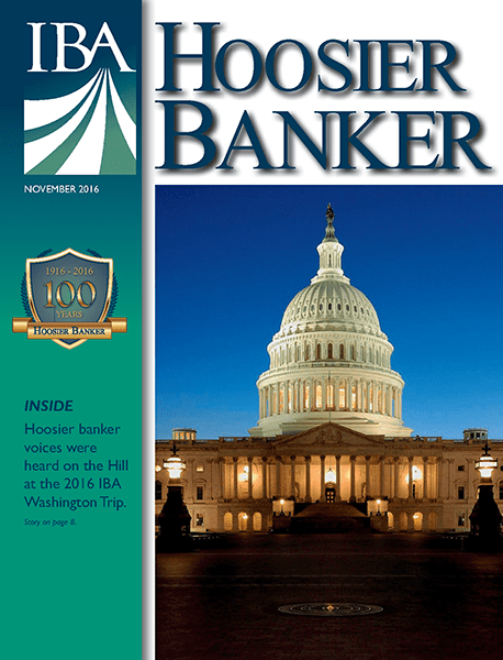 cover of the November 2016 issue of Hoosier Banker magazine