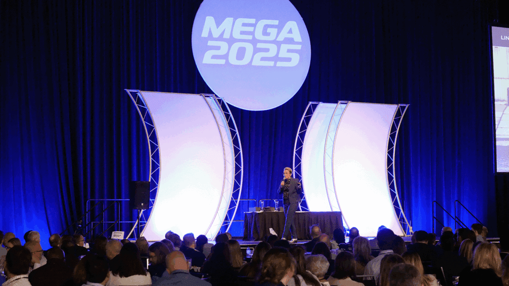 a photo showing the main stage at the IBA's 2025 Mega Conference