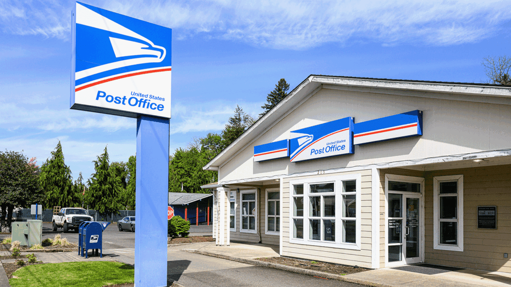 a photo showing the exterior of a United States Post Office building