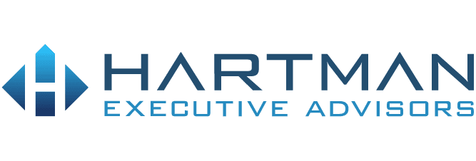 Hartman Executive Advisors logo featuring a blue geometric icon and the blue wordmark.