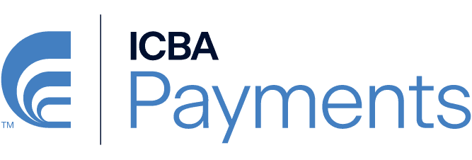 ICBA Payments logo with a blue abstract emblem to the left of the text 'ICBA Payments' in blue.