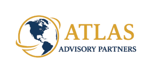Atlas Advisory Partners logo featuring a blue globe with orange arcs and the words 'ATLAS' in gold and 'ADVISORY PARTNERS' in blue.
